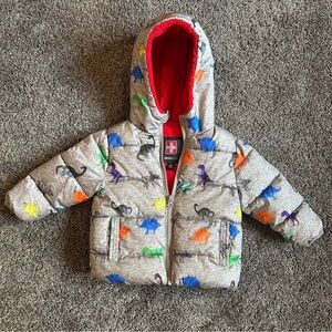 Swiss tech 18M gray puffer coat dinosaur print